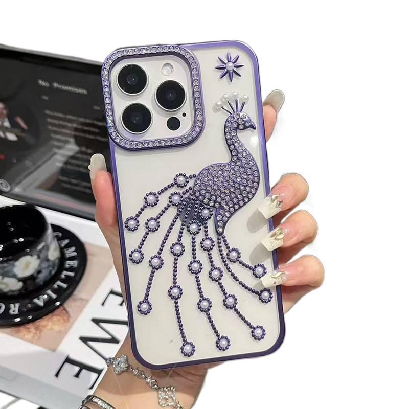 غطاء واقي بTPU لـ iPhone 15 / 15 Plus / 15 Pro / 15 Pro Max مع تغطية كاملة وشفاف مع مقاوم للصدمات مع مقاوم للخدش باللون بنفسجي بظهر شفاف من مادة TPU للعائلة أثناء التنقل - Image 1