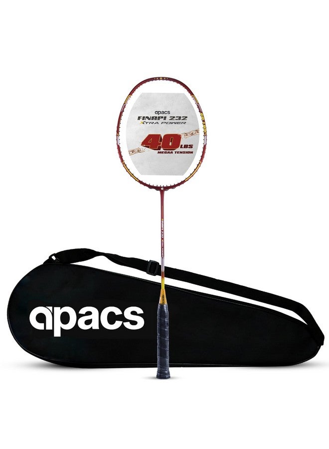 Apacs Finapi 232 Xtra Power (40Lbs, 100% Top Grade Uhm Japanese Graphite) Extra Strong Professional Unstrung Badminton Racket With Free Full Cover (Red Gold)  - Image 1