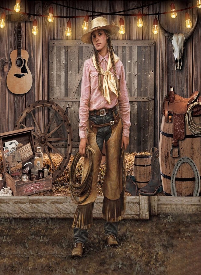 OurWarm 7 x 5 Ft Western Cowboy Backdrop Western Party Supplies Decorations Wild West Decor Rustic Wooden House Barn Photography Background for Kids Boy Children Boy Baby Birthday Banner Photo Booth (tyle 2) - Image 5