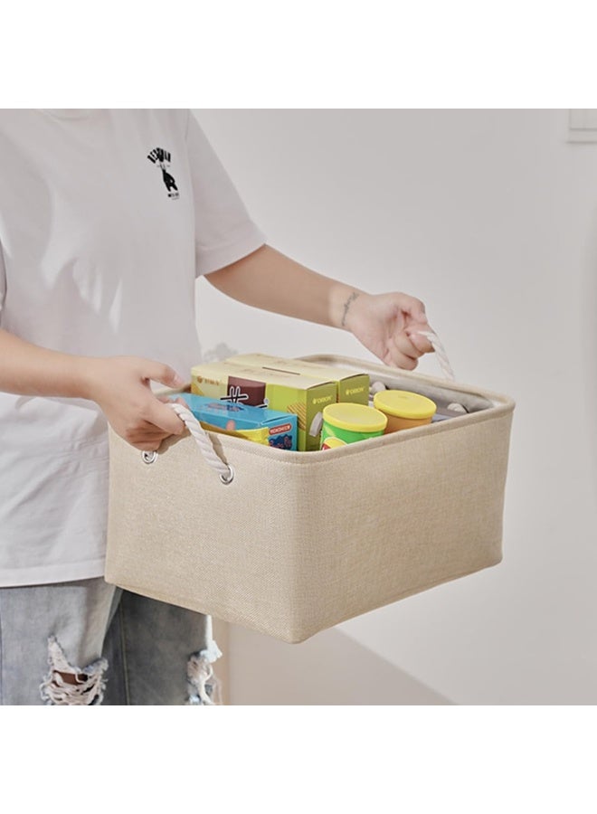 Ecvv Collapsible Rectangular Storage Basket With Handles, Storage Bins Organizer Basket Used For Organizing Shelves, Closets, Clothes, And Toy - Image 2