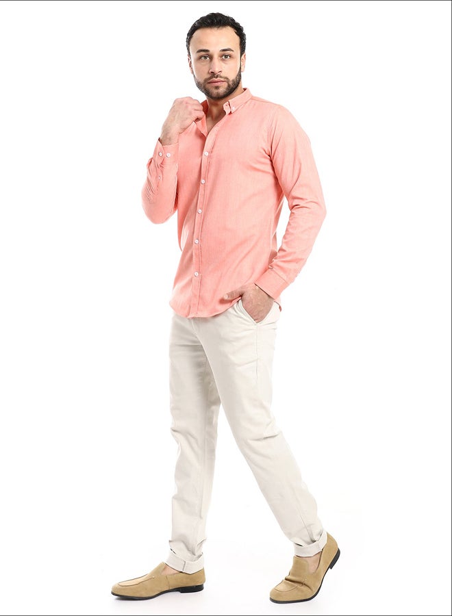 Andora Casual Heather Simon Long Sleeves Shirt_Orange - Image 1