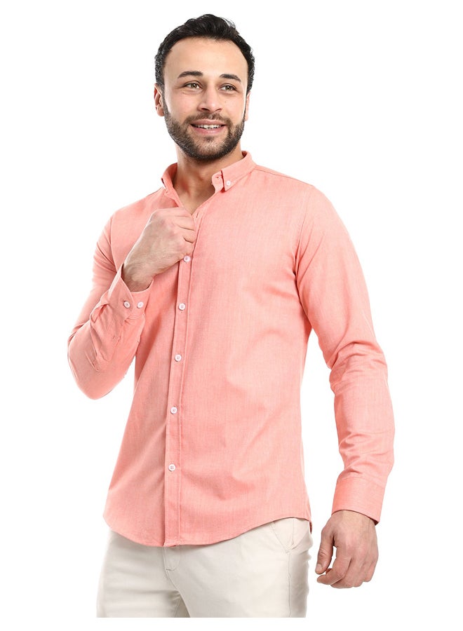 Andora Casual Heather Simon Long Sleeves Shirt_Orange - Image 5
