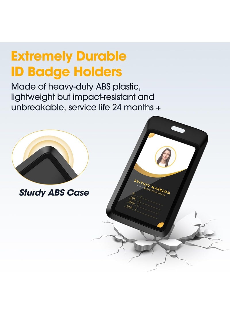 4 Pack Sliding Black ID Badge Holder, Heavy Duty Plastic ID Badge with Clear Window, Vertical Key Card Holder Protector Pouch for Office School ID Cards Proximity Key Cards Drivers Licenses & Passes - Image 3