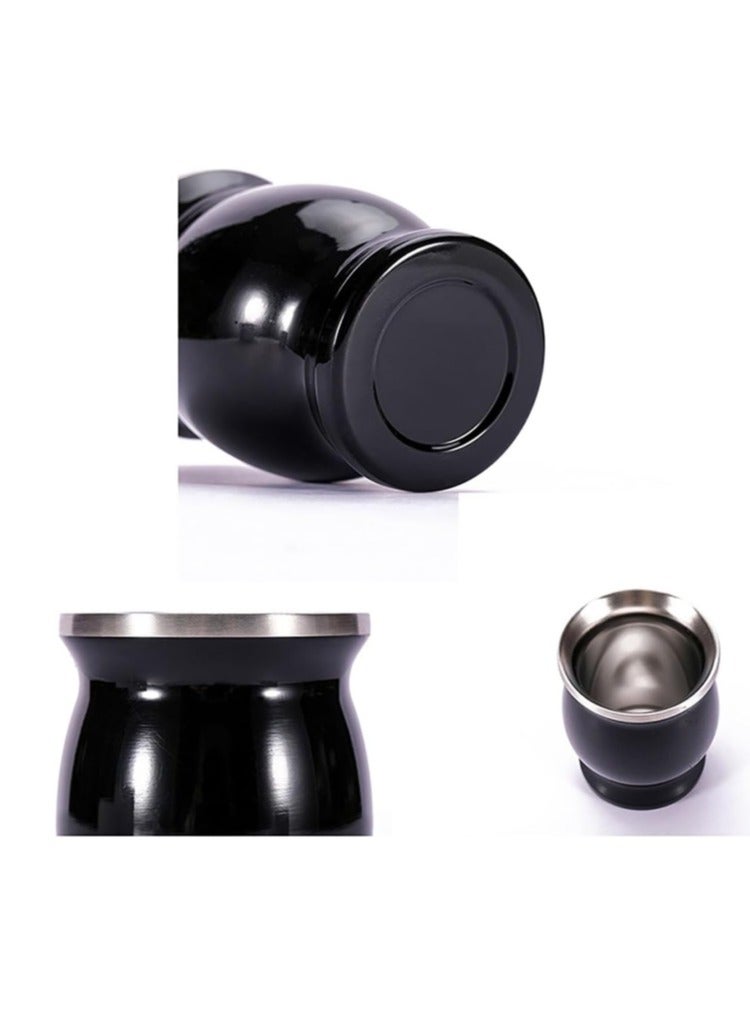 OASIS-TH Tea cup Yerba Mate Tea Cup 12oz Stainl Steel Household Insulation Cup with 1 Bombilla Straw 1 Cleaning Brush Tea Cup Set for Yerba Mate Loose Leaf Drinking - Image 3