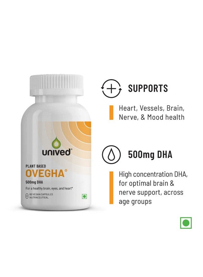 Unived OVEGHA Plant-Based Omega-3 DHA | 1000mg Algae Oil 500mg DHA Per Serving (highest DHA/serving) | for Heart, Hair, Skin, Joint, Brain & Eye Health | 60 Vegan Capsules - Image 2