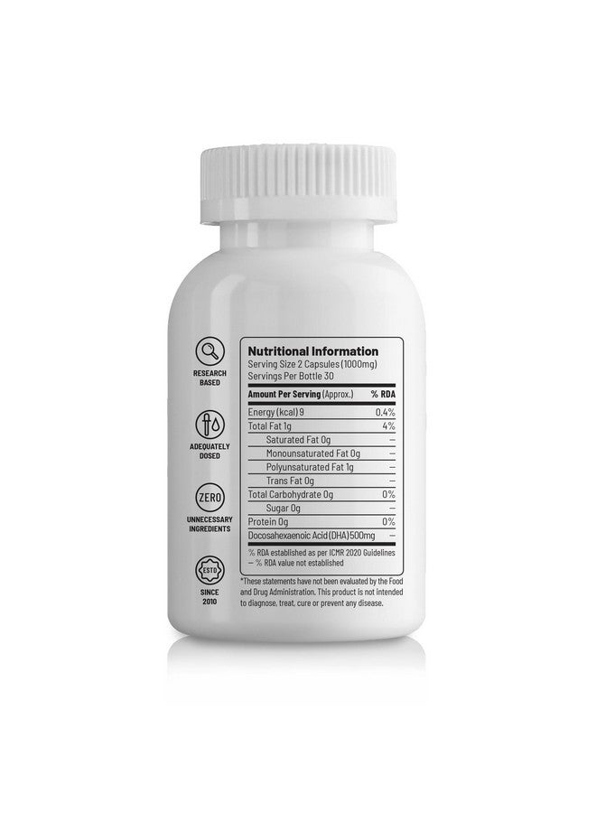 Unived OVEGHA Plant-Based Omega-3 DHA | 1000mg Algae Oil 500mg DHA Per Serving (highest DHA/serving) | for Heart, Hair, Skin, Joint, Brain & Eye Health | 60 Vegan Capsules - Image 3