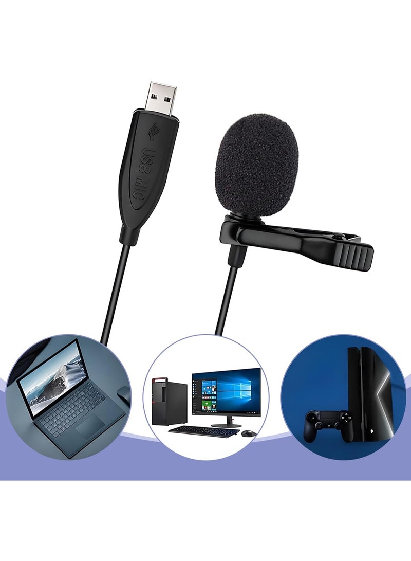 USB Lavalier Microphone – 6.6ft Omnidirectional Clip-On Condenser Mic with USB-C Adapter for Laptop, PC, Mac, and Video Recording - Image 3