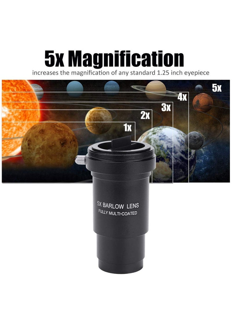 Diyeeni Barlow Lens,Multicoated 1.25" 5X Barlow Lens M42 Thread for 31.7mm Telescopes Eyepiece,no Chromatic Aberration  - Image 3