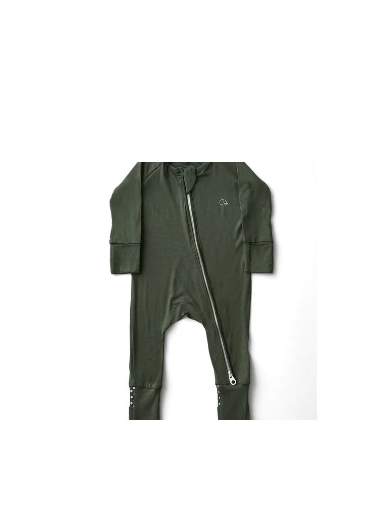 أنفي بيبي Organic Zipper Romper Green 95 Bamboo 5 Spandex 6 to 12 Months