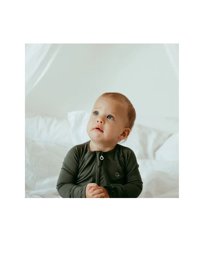Anvi Baby Organic Zipper Romper Green 95 Bamboo 5 Spandex 6 to 12 Months