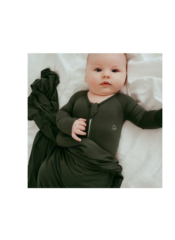 Anvi Baby Organic Zipper Romper Green 95 Bamboo 5 Spandex 6 to 12 Months
