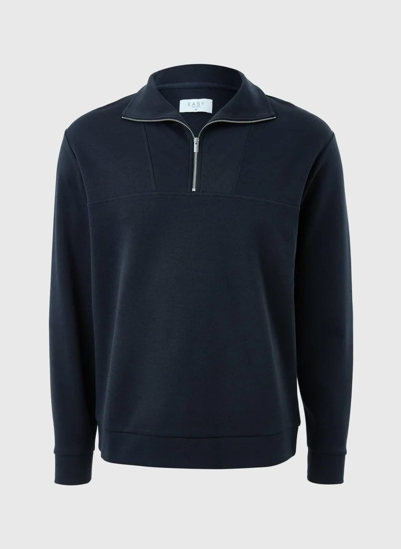Navy Smart Co-Ord 1/2 Zip Jumper