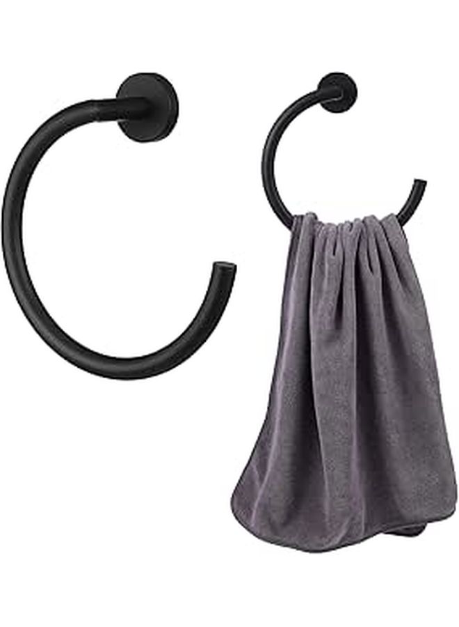 Black Matte Stainless Steel Wall Mounted Towel Ring Holder For Bathroom - Image 1