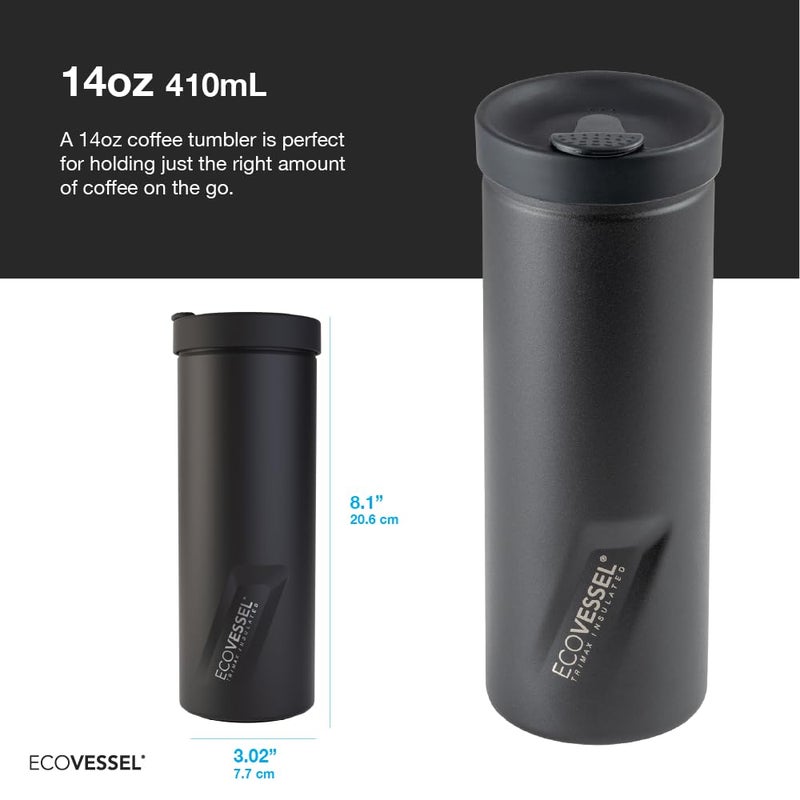 EcoVessel Travel French Press, Portable Coffee Maker, Stainless Steel Insulated Coffee Press, Reusable Single Serve Bottle for On-The-Go Use, 14oz (Mint) - Image 4