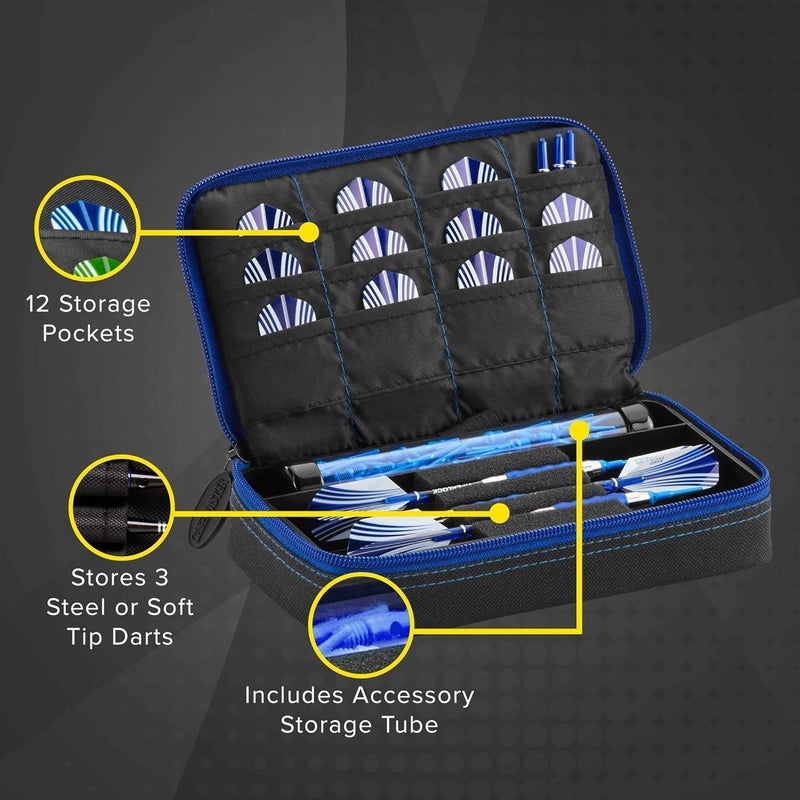 CASEMASTER Plazma Dart Case for Soft and Steel Tip Darts, Holds 3 Darts and Features Built-In Storage Tube and Pockets for Flights, Tips, Shafts, and Personal Items - Image 2