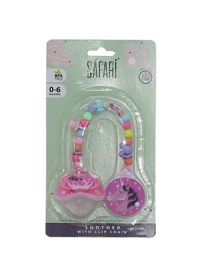 safari baby Baby Safari Soothers With Clip Chain, 0-6 M
