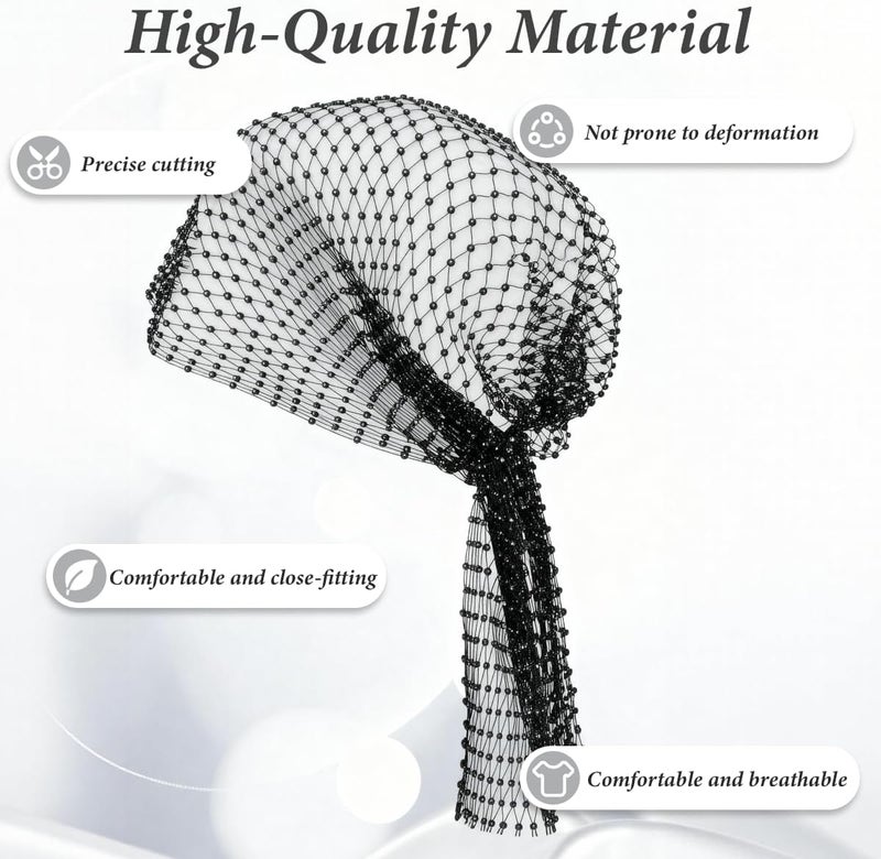 VASANA Women Black Mesh Rhinestones Headband Sparkly Head Scarf Glitter Fishnet Diamond Headpiece Crystal Nightclub Headwrap Rave Hair Accessories - Image 4
