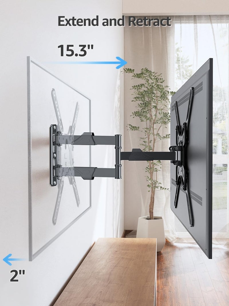 MOUNTUP Full Motion TV Wall Mount for Most 26-60 Inch TVs, Max VESA 400x400mm Wall Mount TV Bracket with Swivel Tilting Extension Level Adjustment for LED LCD Flat Curved TVs Up to 77 LBS, MU0018 - Image 3
