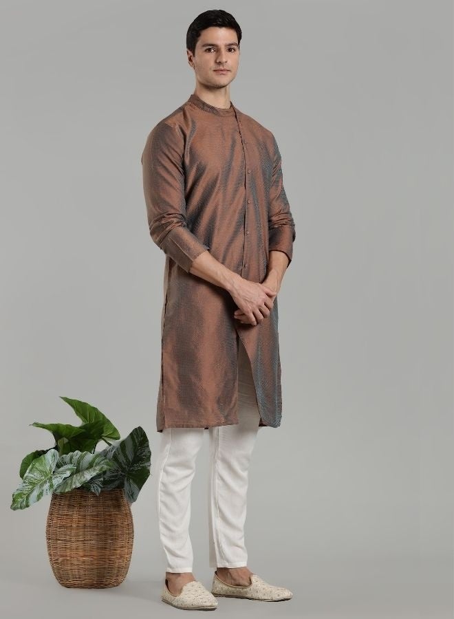 Abhishti Asymmetric Jacquard Kurta - Image 4
