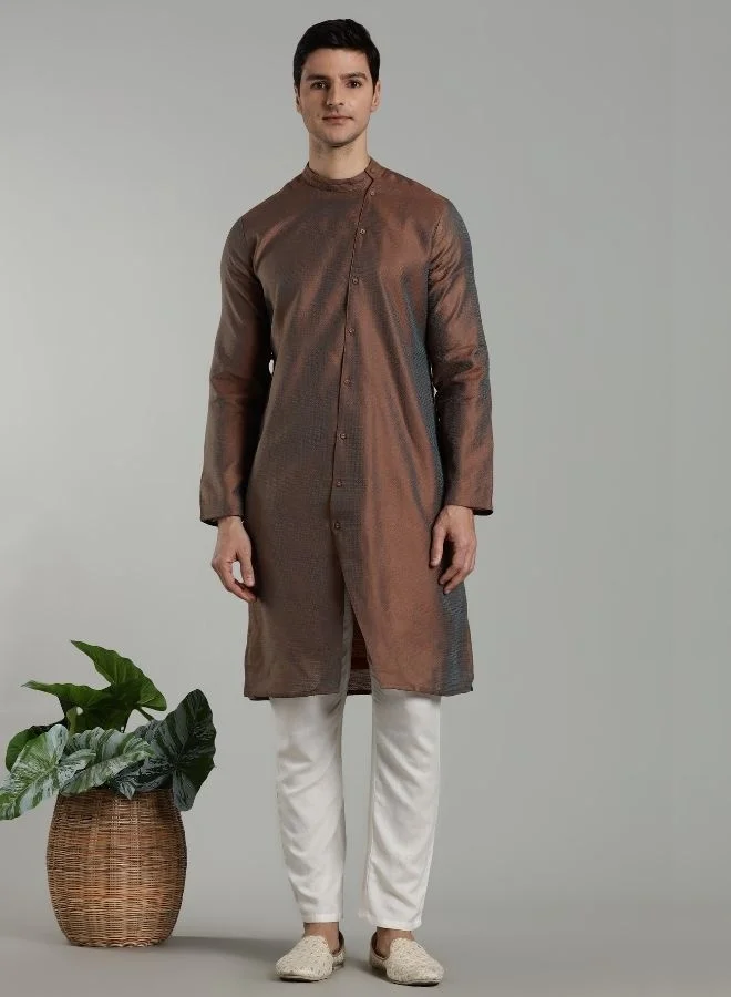 أبهشتي Asymmetric Jacquard Kurta