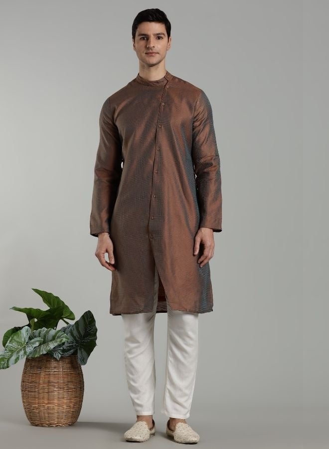 Abhishti Asymmetric Jacquard Kurta - Image 1