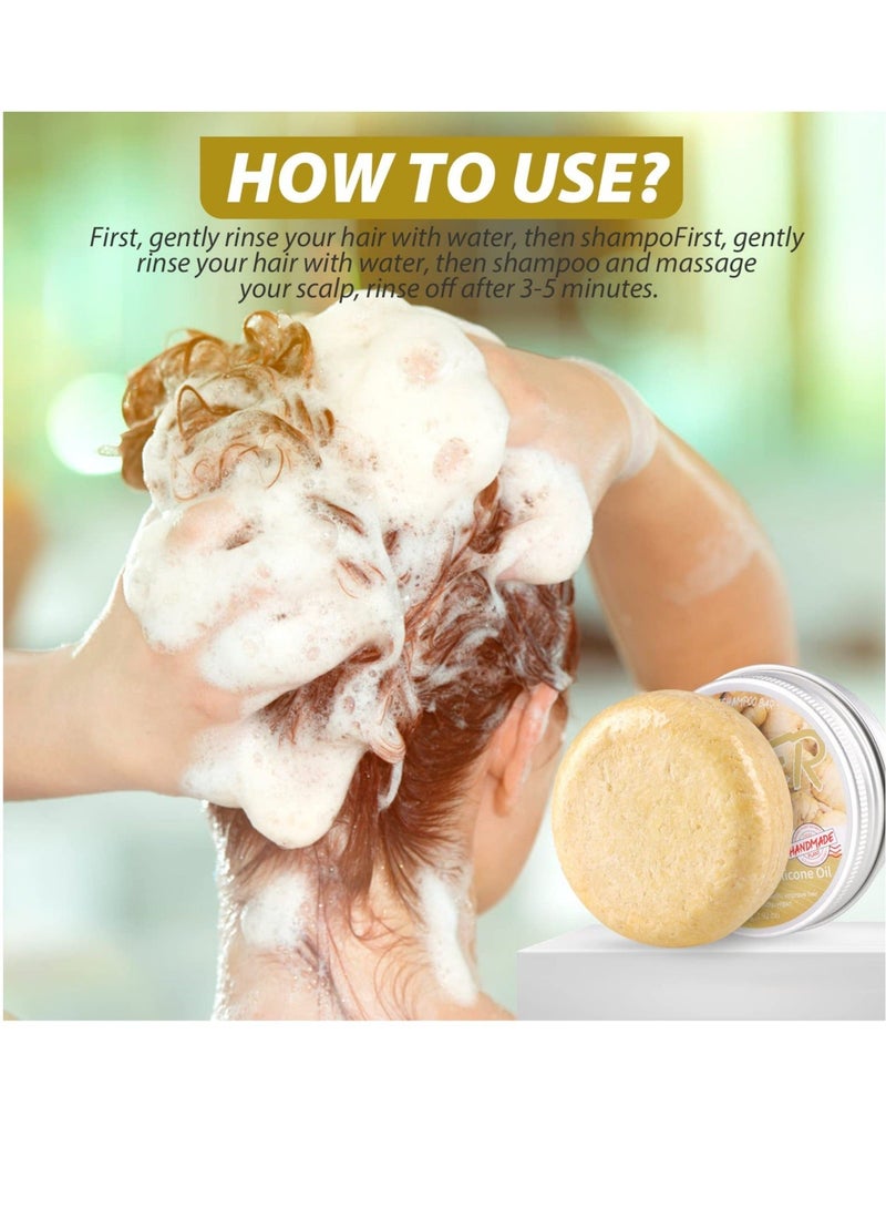 Ginger Hair Regrowth Shampoo Bar, 2 Pcs Natural Ginger Shampoo Bar, Anti Dandruff, Hair Loss Treatment, Promotes Hair Growth for All Hair Types - Image 2