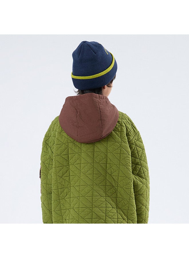 Mipo Sandwich Padded Hoodie Kids Autumn Winter Colorblock Lightweight Warm Sweatshirt Green 140cm - Image 4
