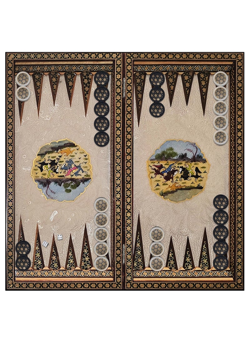 MARGOUN - Handmade Khatam Chess and backgammon Set with Marble Stone Pieces – A Timeless Masterpiece Blue - Image 1