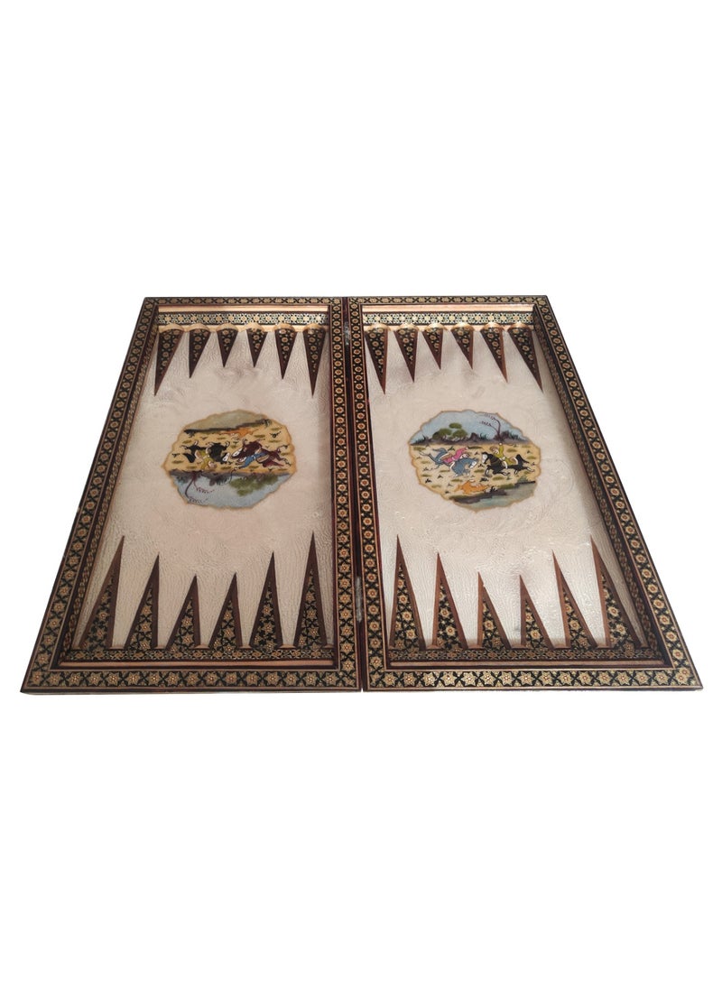 MARGOUN - Handmade Khatam Chess and backgammon Set with Marble Stone Pieces – A Timeless Masterpiece Blue - Image 1