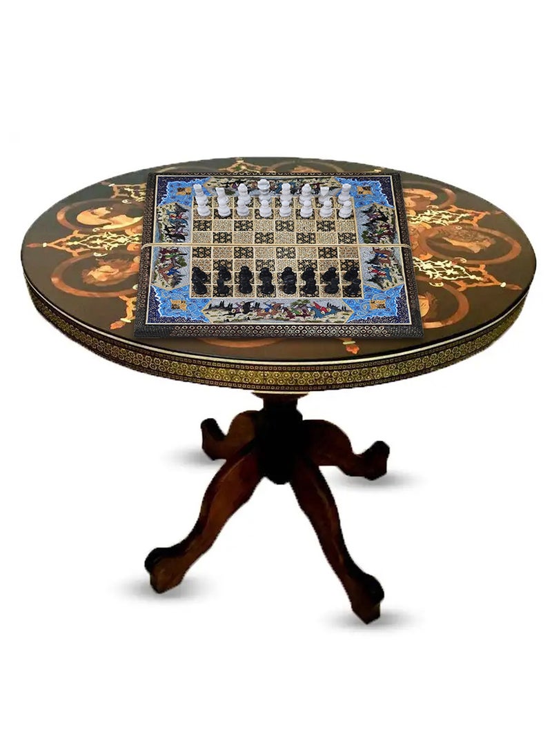 MARGOUN - Handmade Khatam Chess and backgammon Set with Marble Stone Pieces – A Timeless Masterpiece Blue - Image 1