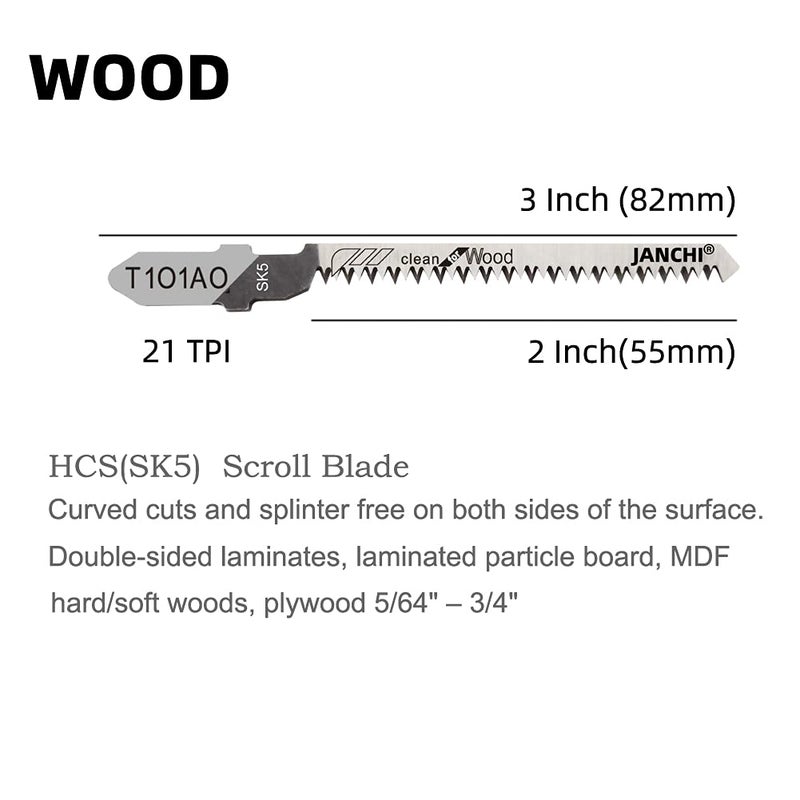 Jianchi 50 Pack T101AO T-Shank Contractor Jigsaw Blade Set Made with HCS, 3-Inch 20TPI Jigsaw Blades Optimized for Cutting Wood, PVC, and Plastic - Image 2