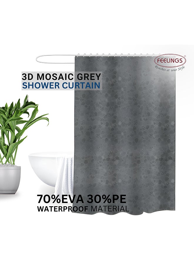 Feelings Feelings Bath Shower Curtain 3D Grey Mosaic 180X180Cm  - Image 2