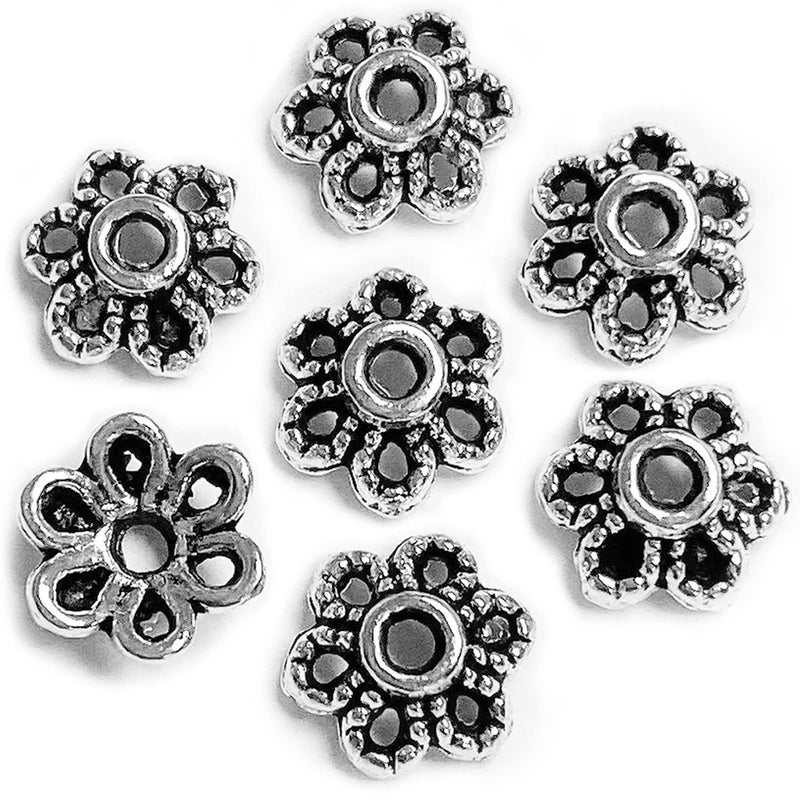 Heathers cf 500 Pieces Silver Tone Tiny Bead Caps Findings Fit 8mm 10mm Round Beads for Jewelry Making