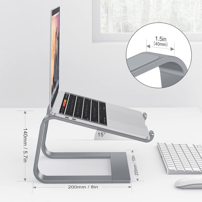 Omoton Laptop Stand, Laptop Mount, Aluminum Laptop Holder Riser Stand for Desk, Compatible with MacBook Air/Pro, Dell, HP, Lenovo and All Laptops (10-15.6 inch),Black (Gray) - Image 2