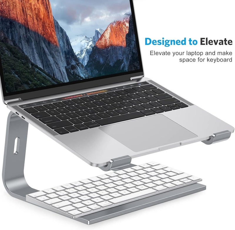 Omoton Laptop Stand, Laptop Mount, Aluminum Laptop Holder Riser Stand for Desk, Compatible with MacBook Air/Pro, Dell, HP, Lenovo and All Laptops (10-15.6 inch),Black (Gray) - Image 4
