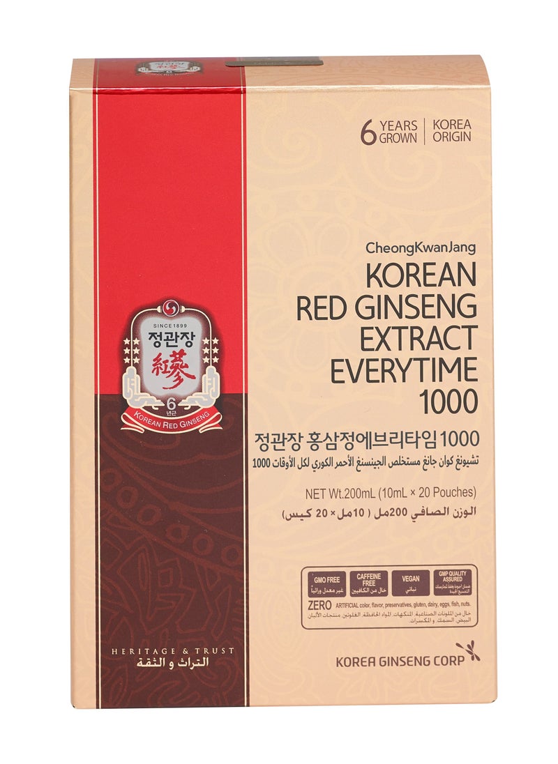 CheongKwanJang - Red Ginseng Extract Every Time 1000mg | Liquid Portable Sticks | 10ml x 20 Packets - Image 1