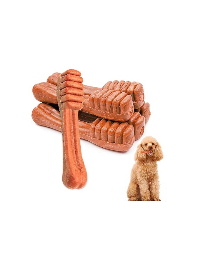 عام لعبة مضغ للكلاب على شكل فرشاة أسنان، تتكون من 6 قطع لتنظيف الأسنان، بنكهتي اللحم البقري والحليب، لعبة عظام صحية وآمنة للكلاب، تعتبر وجبات خفيفة طبيعية للكلاب. - Image 1