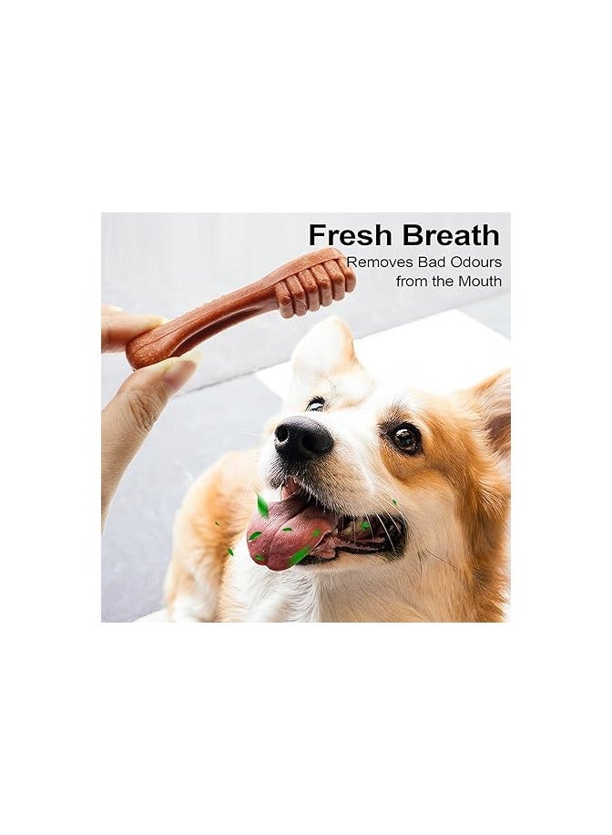 عام لعبة مضغ للكلاب على شكل فرشاة أسنان، تتكون من 6 قطع لتنظيف الأسنان، بنكهتي اللحم البقري والحليب، لعبة عظام صحية وآمنة للكلاب، تعتبر وجبات خفيفة طبيعية للكلاب. - Image 2