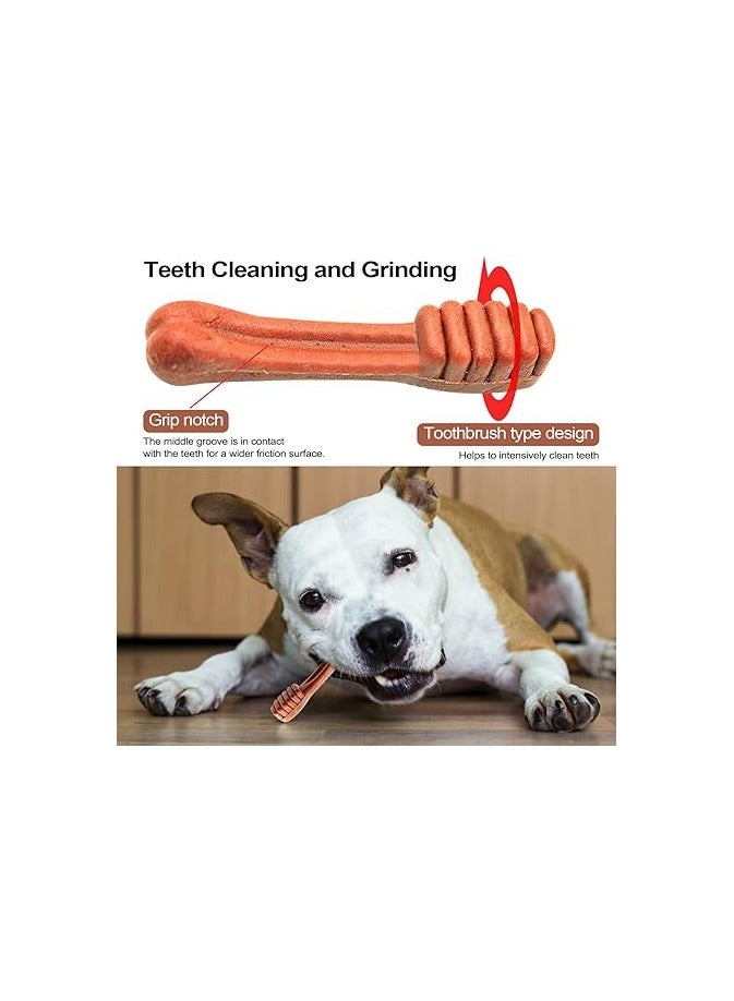 عام لعبة مضغ للكلاب على شكل فرشاة أسنان، تتكون من 6 قطع لتنظيف الأسنان، بنكهتي اللحم البقري والحليب، لعبة عظام صحية وآمنة للكلاب، تعتبر وجبات خفيفة طبيعية للكلاب. - Image 3