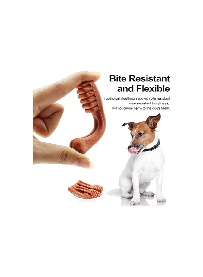 عام لعبة مضغ للكلاب على شكل فرشاة أسنان، تتكون من 6 قطع لتنظيف الأسنان، بنكهتي اللحم البقري والحليب، لعبة عظام صحية وآمنة للكلاب، تعتبر وجبات خفيفة طبيعية للكلاب. - Image 4