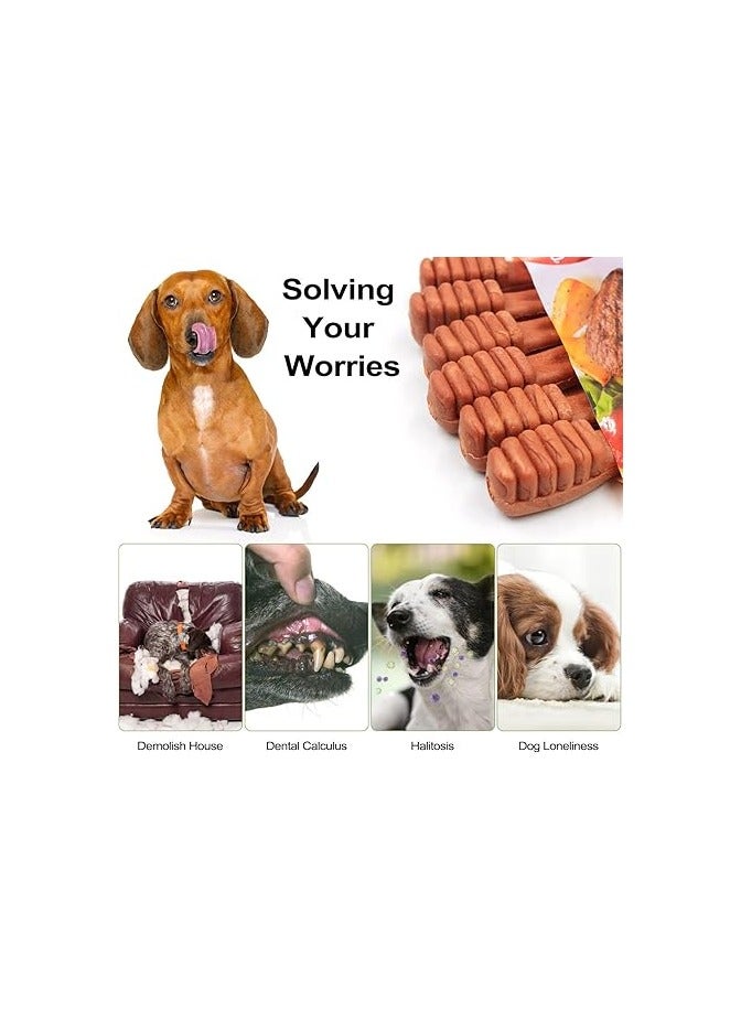 عام لعبة مضغ للكلاب على شكل فرشاة أسنان، تتكون من 6 قطع لتنظيف الأسنان، بنكهتي اللحم البقري والحليب، لعبة عظام صحية وآمنة للكلاب، تعتبر وجبات خفيفة طبيعية للكلاب. - Image 5