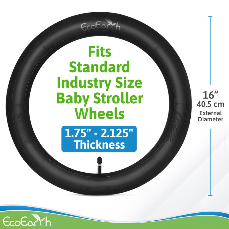 EcoEarth Inner Tube Tire Replacements (2 Pack, 16â€ x 1.5/1.75/1.95/2.125) for Kids Bike & Jogging Stroller, Compatible w/All Brands: BoB Revolution Flex/Pro/SE/SU, Graco, Go Jogging & More - Image 2
