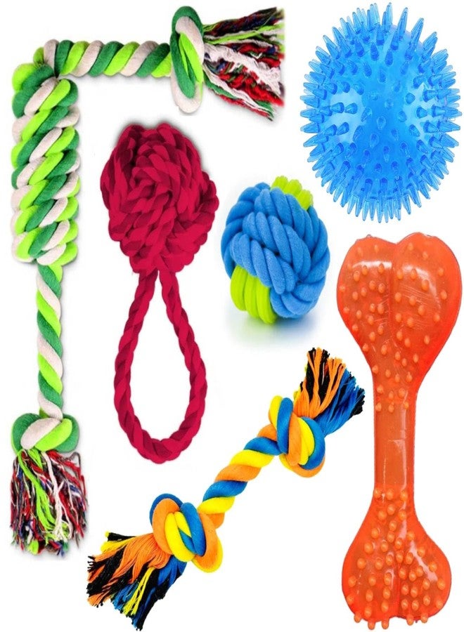 PETZLUV Durable Dog Rope Toys Set – Interactive Chew Toys for Small, Medium & Large Dogs – Safe Cotton Rope & Rubber Toy for Aggressive Chewers – Teeth Cleaning & Tug-of-War Play – Puppy Teething Toy - Image 1