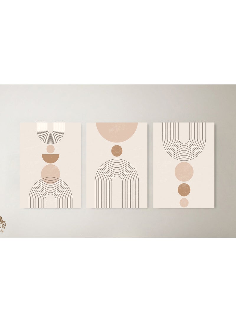 Modern abstract Wall Art – 3 Piece Set with Warm Earth Tones for Elegant Home Decor