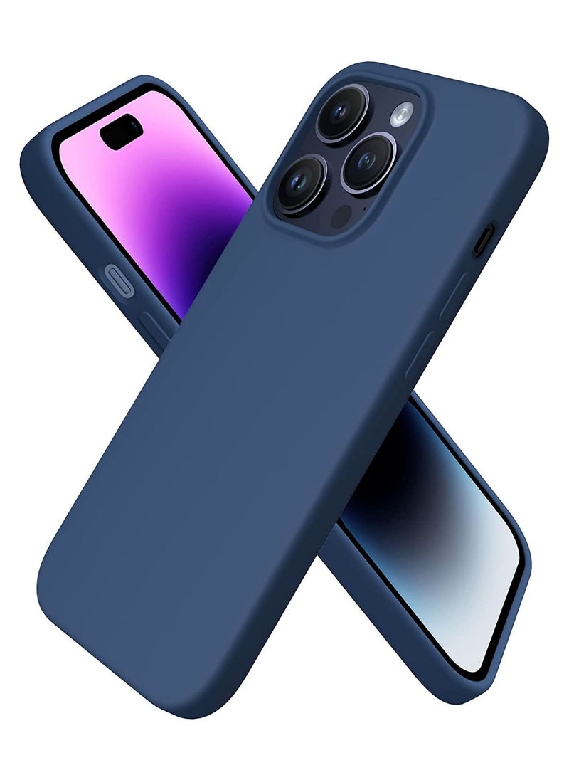 Delivus - iPhone 14 Pro Case Silicone Cover Soft Liquid Gel Rubber Cover Anti-Scratch Anti-Fingerprint Anti-Drop (Navy Blue) - Image 1