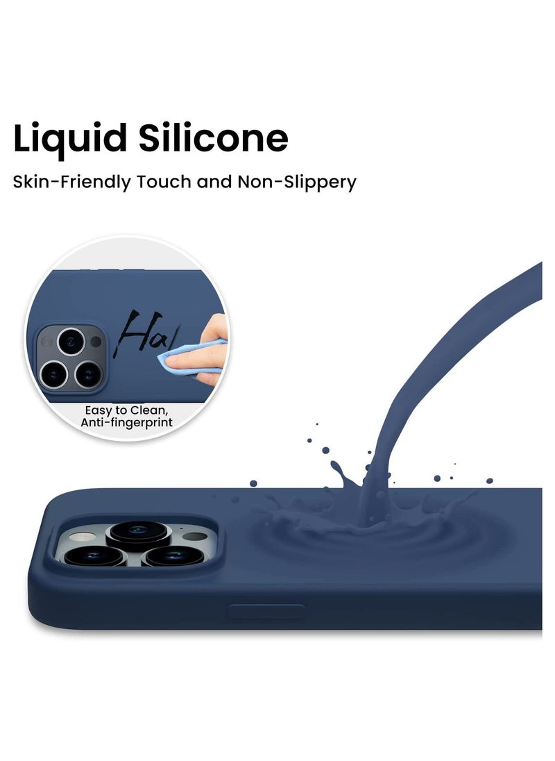 Delivus - iPhone 14 Pro Case Silicone Cover Soft Liquid Gel Rubber Cover Anti-Scratch Anti-Fingerprint Anti-Drop (Navy Blue) - Image 1