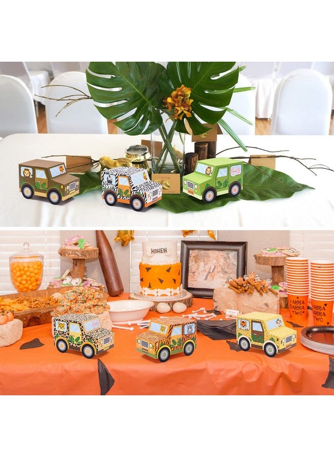 Bessmoso - Set of 12 Jungle Party Favor Boxes Safari Party Decorations Truck Shaped Treat Boxes for Teenager Happy Birthday Baby Shower Wild One Party Goodies Candy Gift Boxes - Image 1