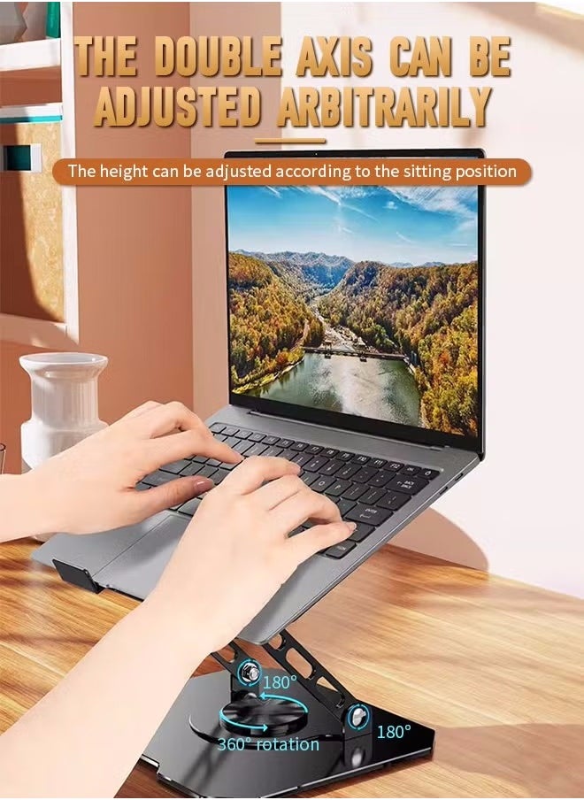 VarietyVoyageD - Laptop Stand, Computer Stand, 360° Rotatable and Foldable, Height Adjustable, Suitable for Mobile Phones, Computers, and Other Devices, Black - Image 1