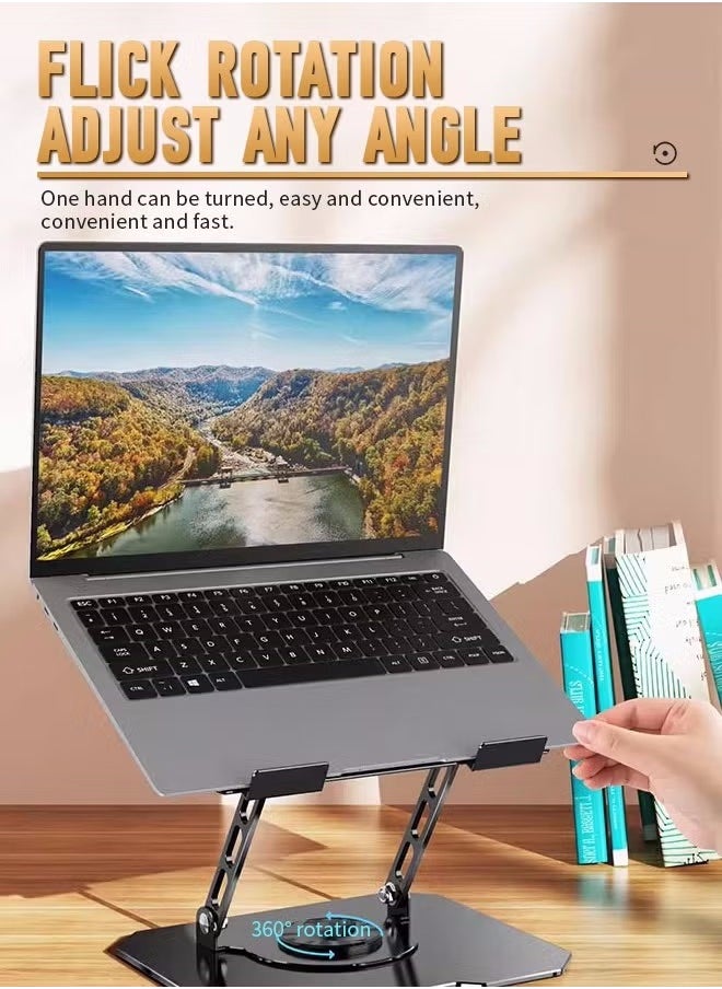 VarietyVoyageD - Laptop Stand, Computer Stand, 360° Rotatable and Foldable, Height Adjustable, Suitable for Mobile Phones, Computers, and Other Devices, Black - Image 1