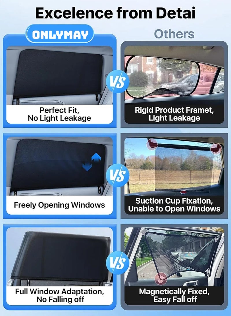 أونليماي فقط [مُحسّنة لعام ٢٠٢٥] ستائر نوافذ سيارات للأطفال [طبقة تبريد من الكريستال الجليدي] (عبوة من قطعتين) ستائر واقية من الأشعة فوق البنفسجية، حماية من الشمس بنسبة ٩٩٪، مناسبة لسيارات الدفع الرباعي/السيدان/الميني فان | نوافذ قابلة للطي، آمنة للخصوصية - Image 4